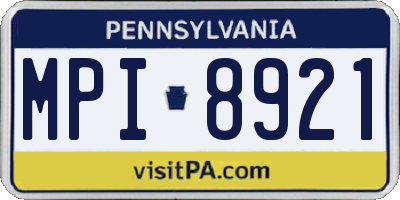 PA license plate MPI8921