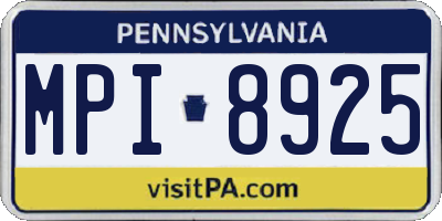 PA license plate MPI8925