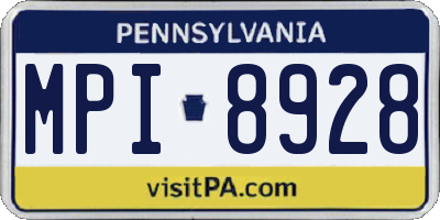 PA license plate MPI8928