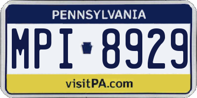 PA license plate MPI8929