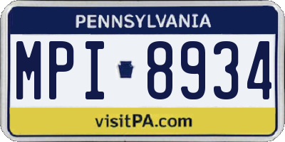 PA license plate MPI8934