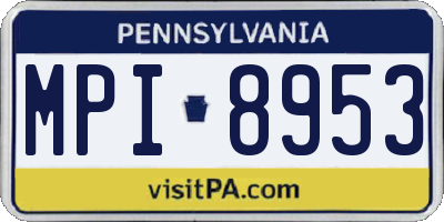 PA license plate MPI8953