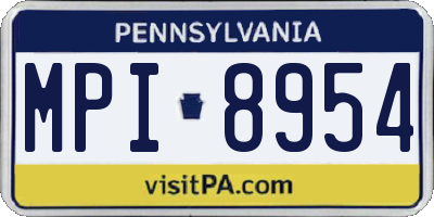 PA license plate MPI8954