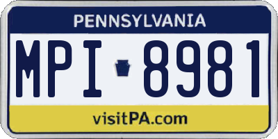 PA license plate MPI8981