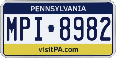 PA license plate MPI8982