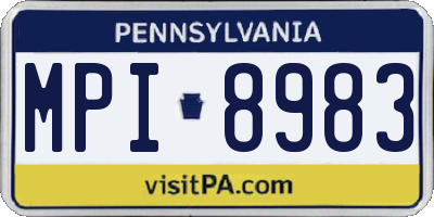 PA license plate MPI8983
