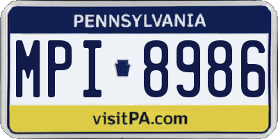 PA license plate MPI8986