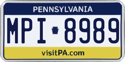 PA license plate MPI8989