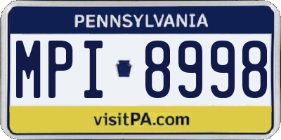 PA license plate MPI8998