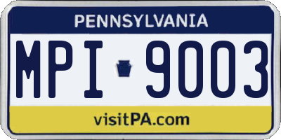 PA license plate MPI9003