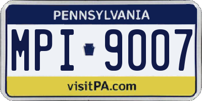 PA license plate MPI9007