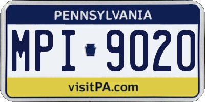 PA license plate MPI9020