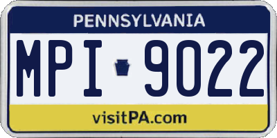 PA license plate MPI9022