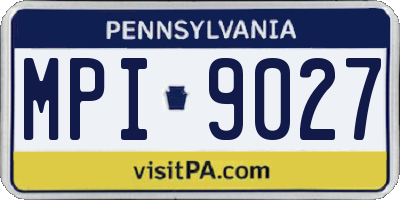 PA license plate MPI9027