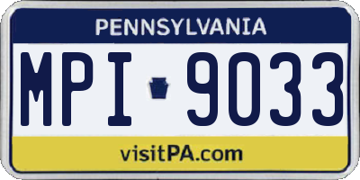 PA license plate MPI9033