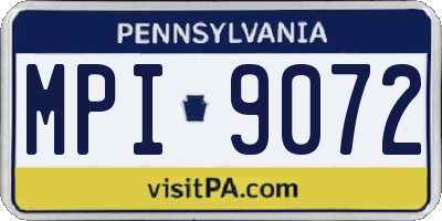 PA license plate MPI9072