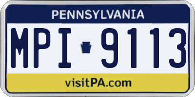 PA license plate MPI9113