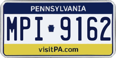 PA license plate MPI9162