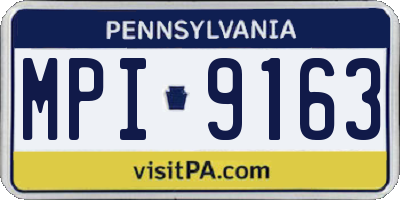 PA license plate MPI9163