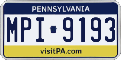 PA license plate MPI9193