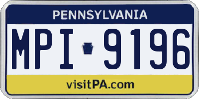 PA license plate MPI9196