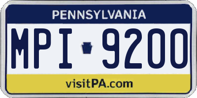 PA license plate MPI9200