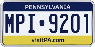 PA license plate MPI9201