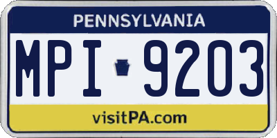 PA license plate MPI9203