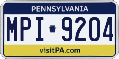PA license plate MPI9204