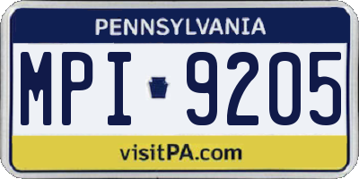 PA license plate MPI9205