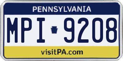 PA license plate MPI9208