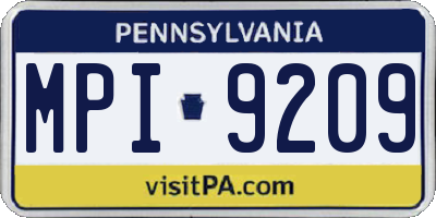 PA license plate MPI9209