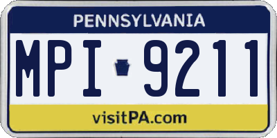 PA license plate MPI9211