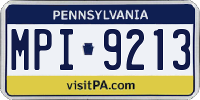 PA license plate MPI9213
