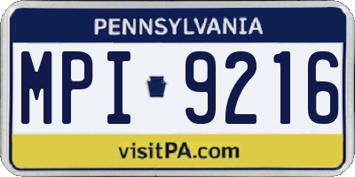 PA license plate MPI9216