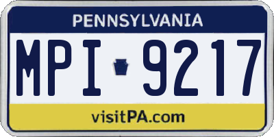 PA license plate MPI9217