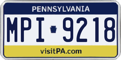 PA license plate MPI9218