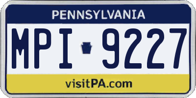 PA license plate MPI9227