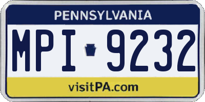 PA license plate MPI9232