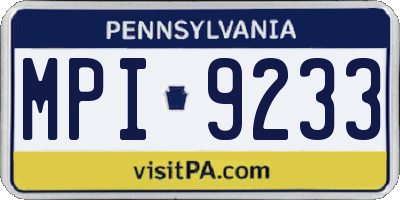PA license plate MPI9233