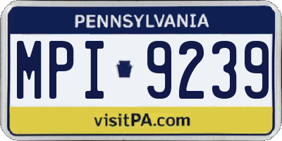 PA license plate MPI9239