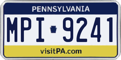 PA license plate MPI9241