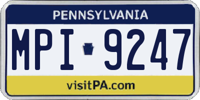 PA license plate MPI9247