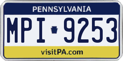 PA license plate MPI9253