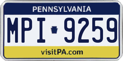 PA license plate MPI9259