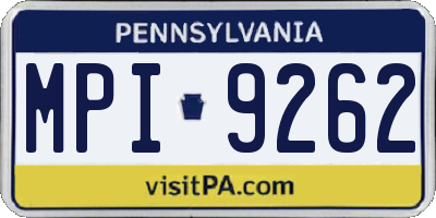 PA license plate MPI9262