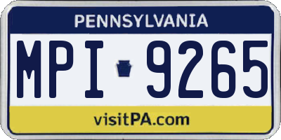 PA license plate MPI9265