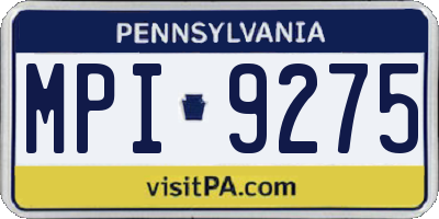 PA license plate MPI9275