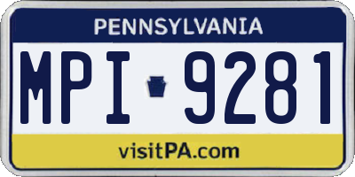 PA license plate MPI9281
