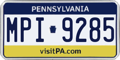 PA license plate MPI9285